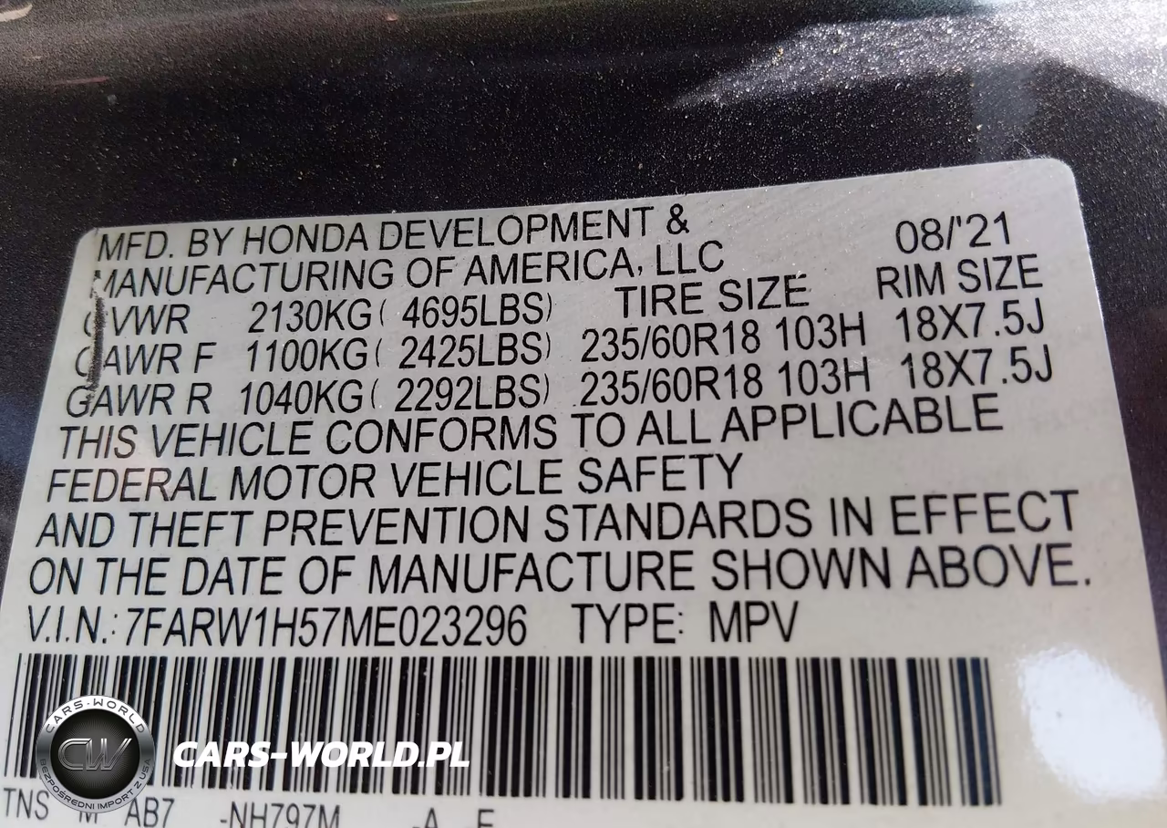 2021 Honda Cr-V 2Wd Ex VIN:7FARW1H57ME023296 - 9