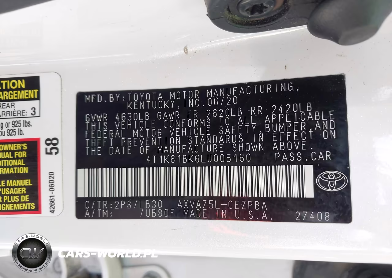 2020 Toyota Camry Xse Awd VIN:4T1K61BK6LU005160 - 9