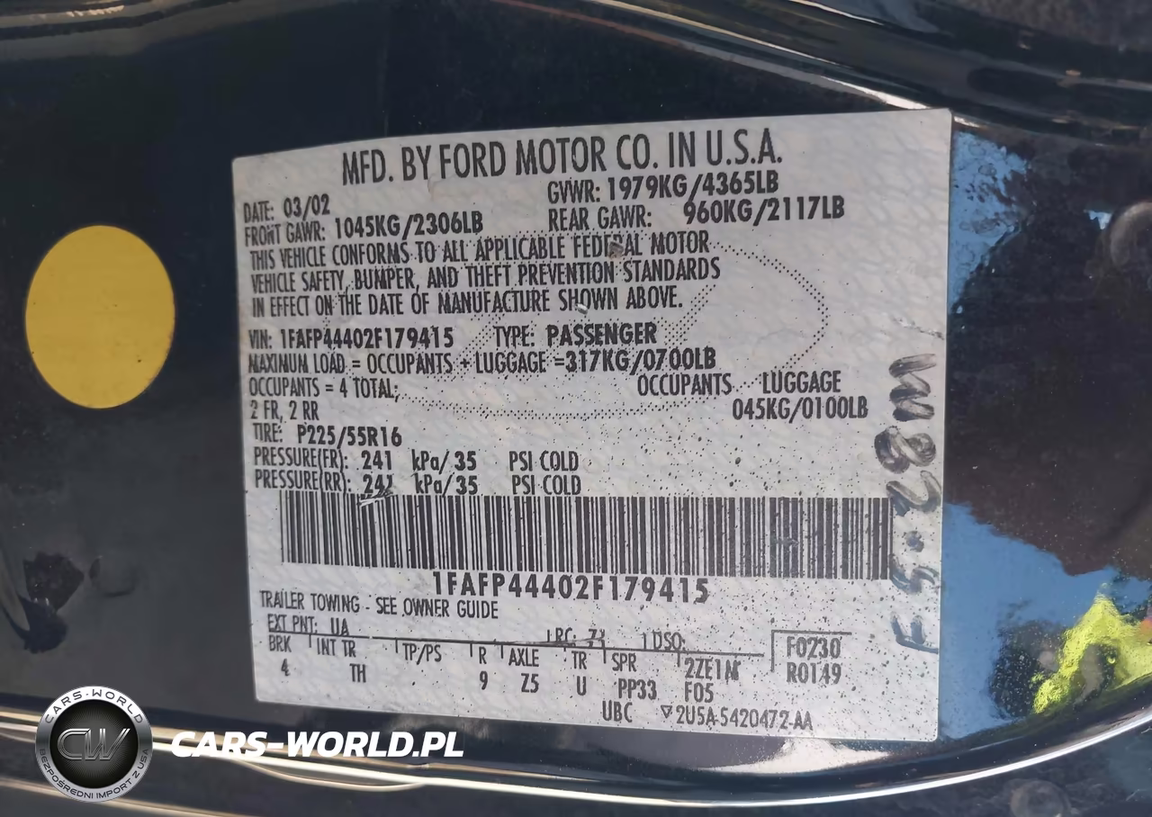 2002 Ford Mustang Deluxe-Premium VIN:1FAFP44402F179415 - 9
