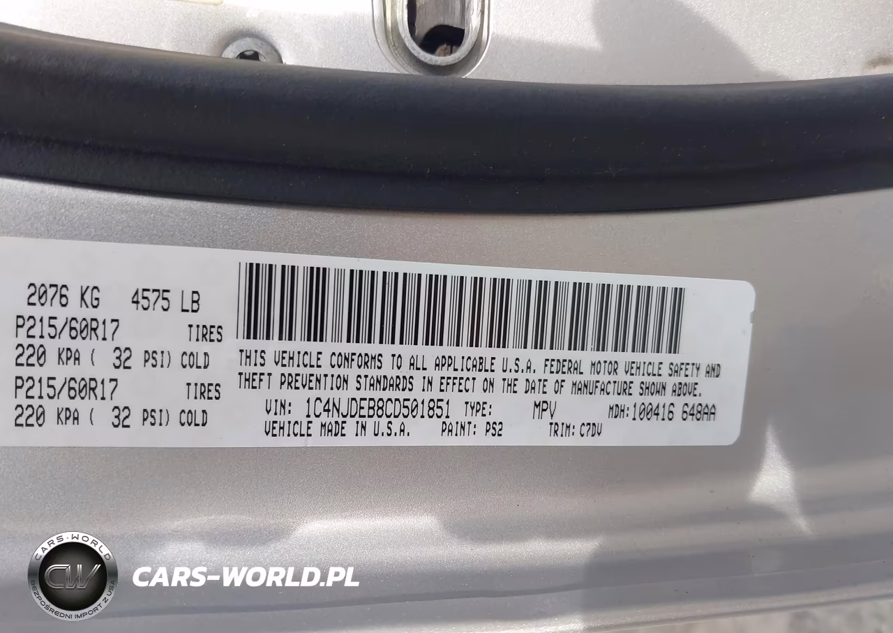 2012 Jeep Compass Latitude VIN:1C4NJDEB8CD501851 - 9