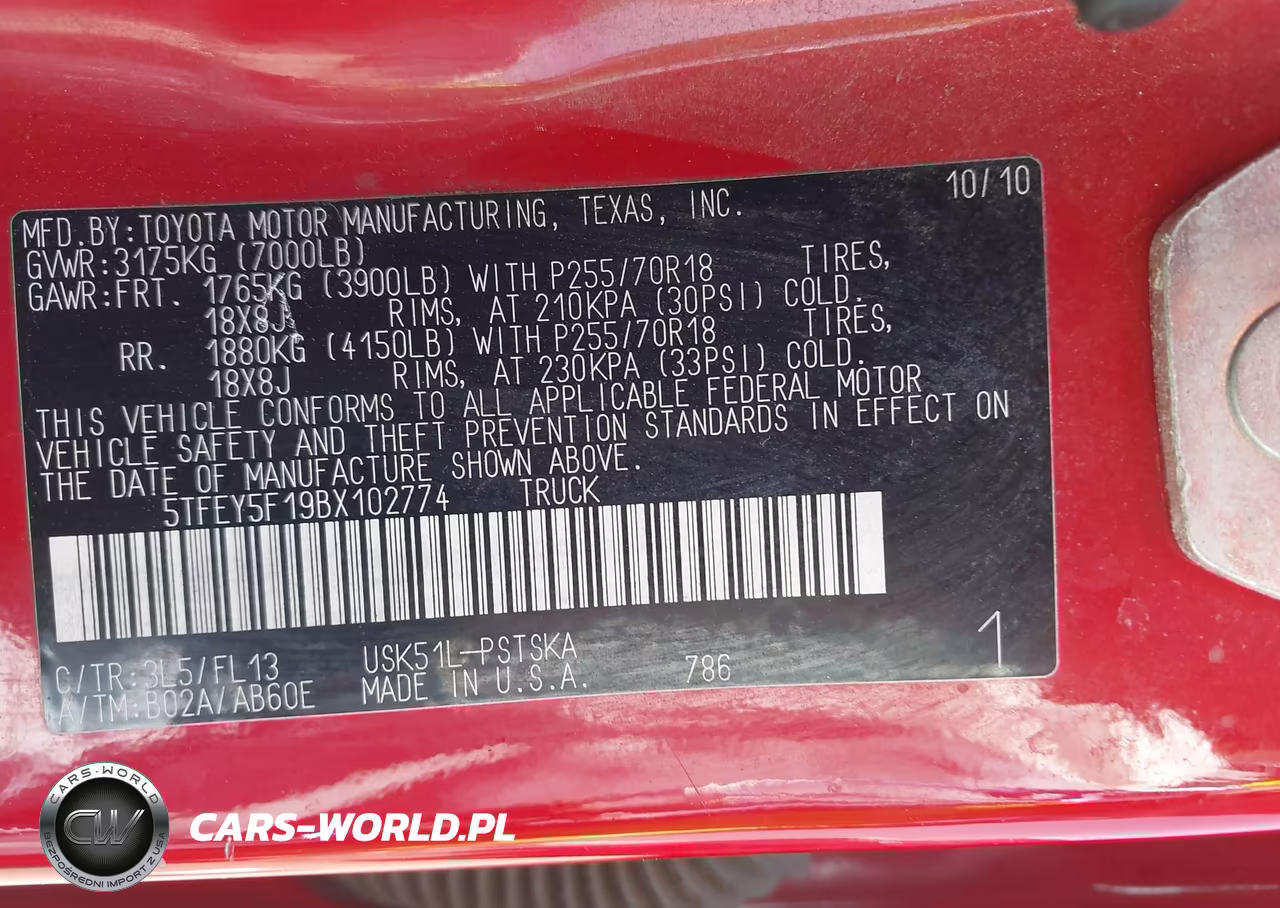 2011 Toyota Tundra Grade 5.7L V8 VIN:5TFEY5F19BX102774 - 9