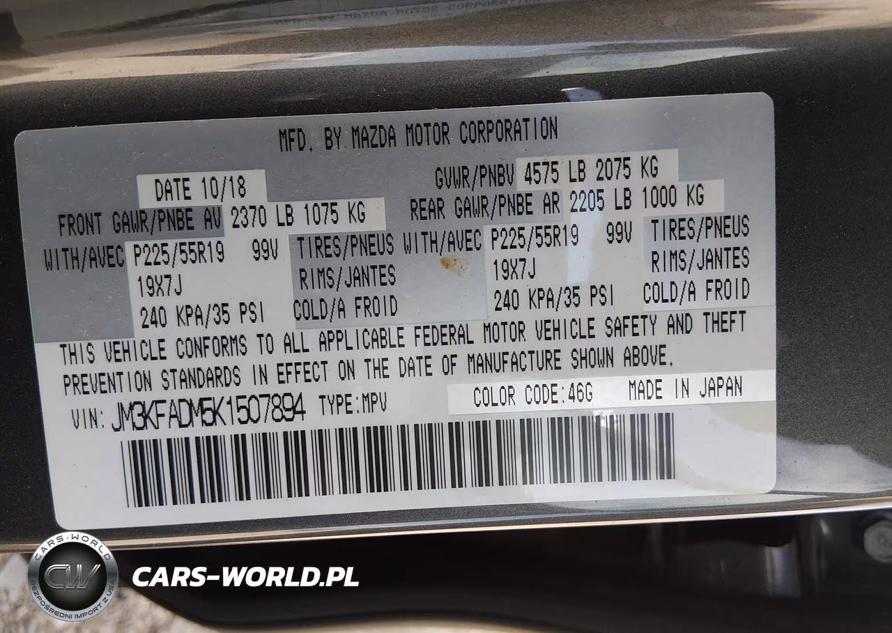 2019 Mazda Cx-5 Grand Touring VIN:JM3KFADM5K1507894 - 9