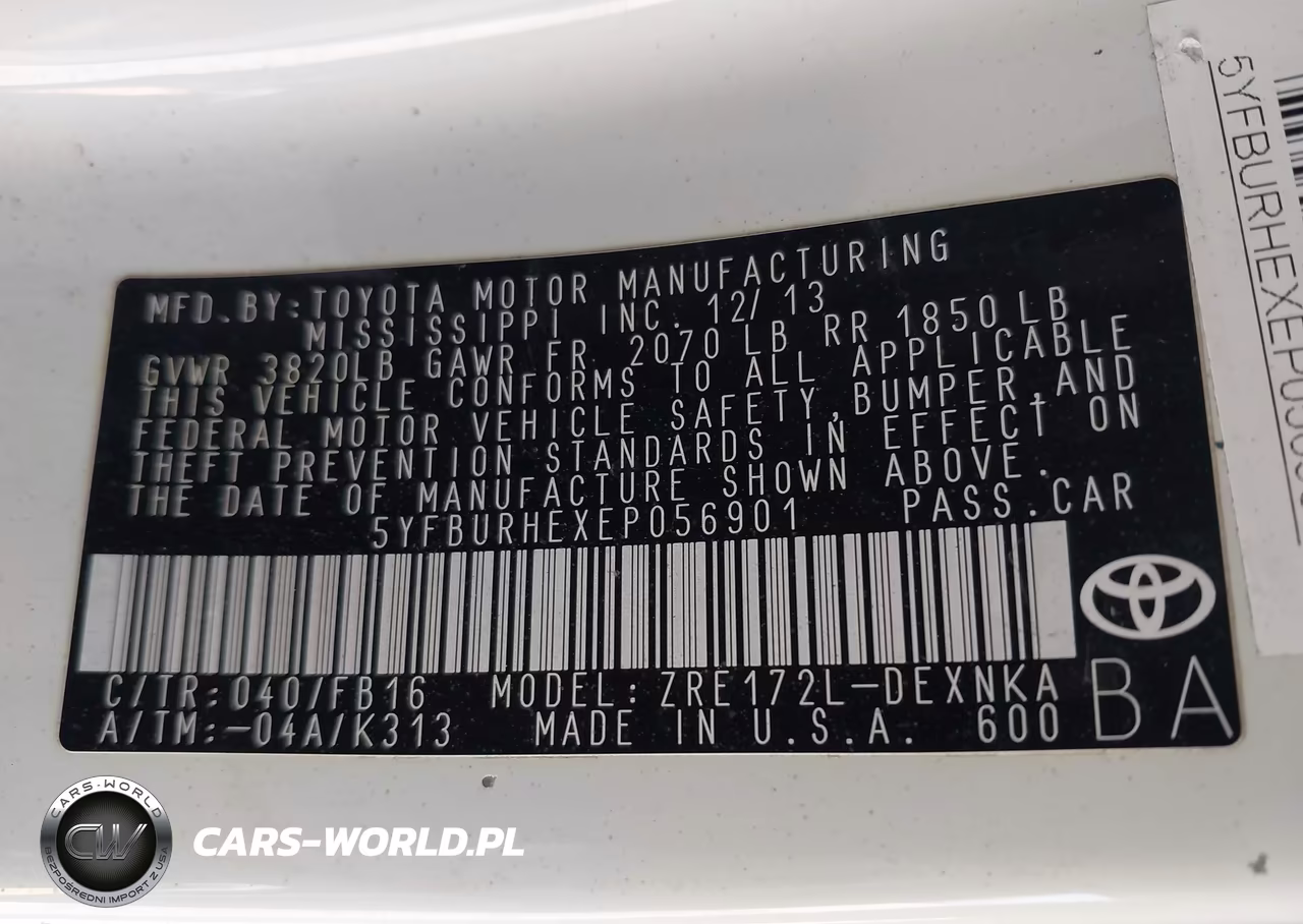 2014 Toyota Corolla Le Plus VIN:5YFBURHEXEP056901 - 9