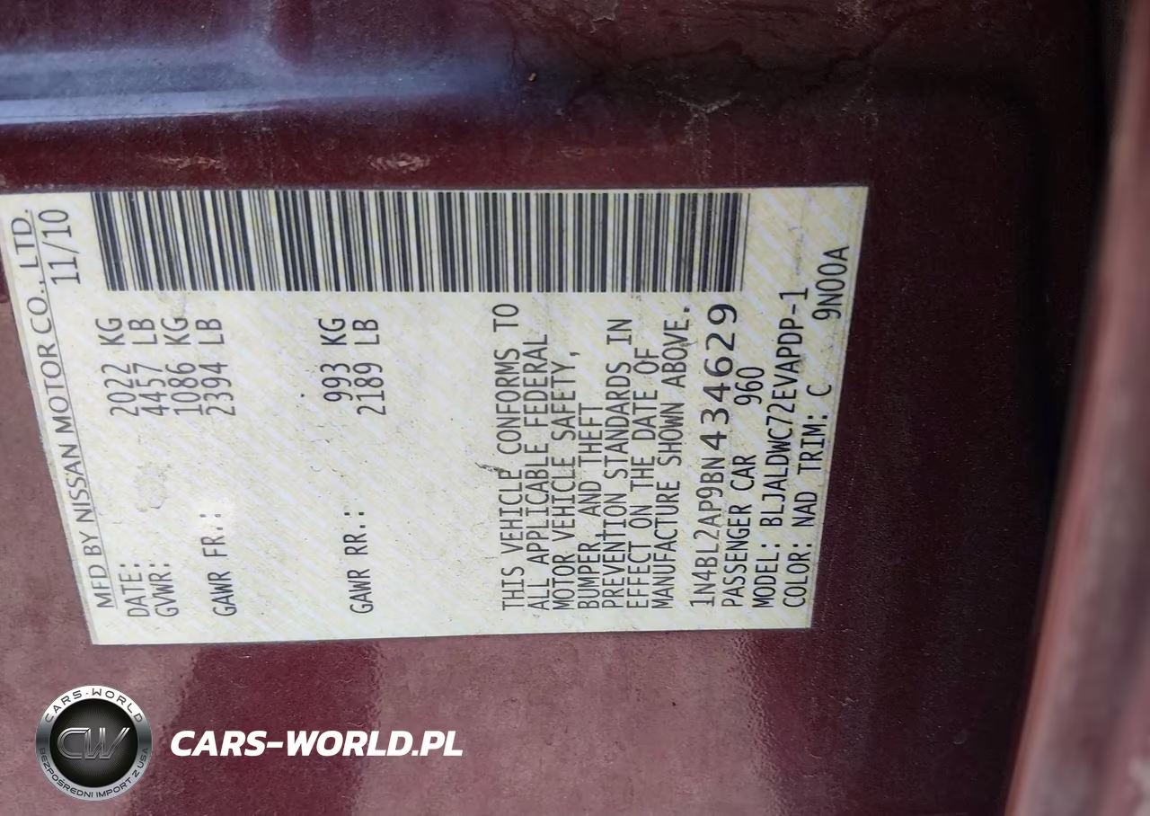 2011 Nissan Altima 3.5 Sr VIN:1N4BL2AP9BN434629 - 9