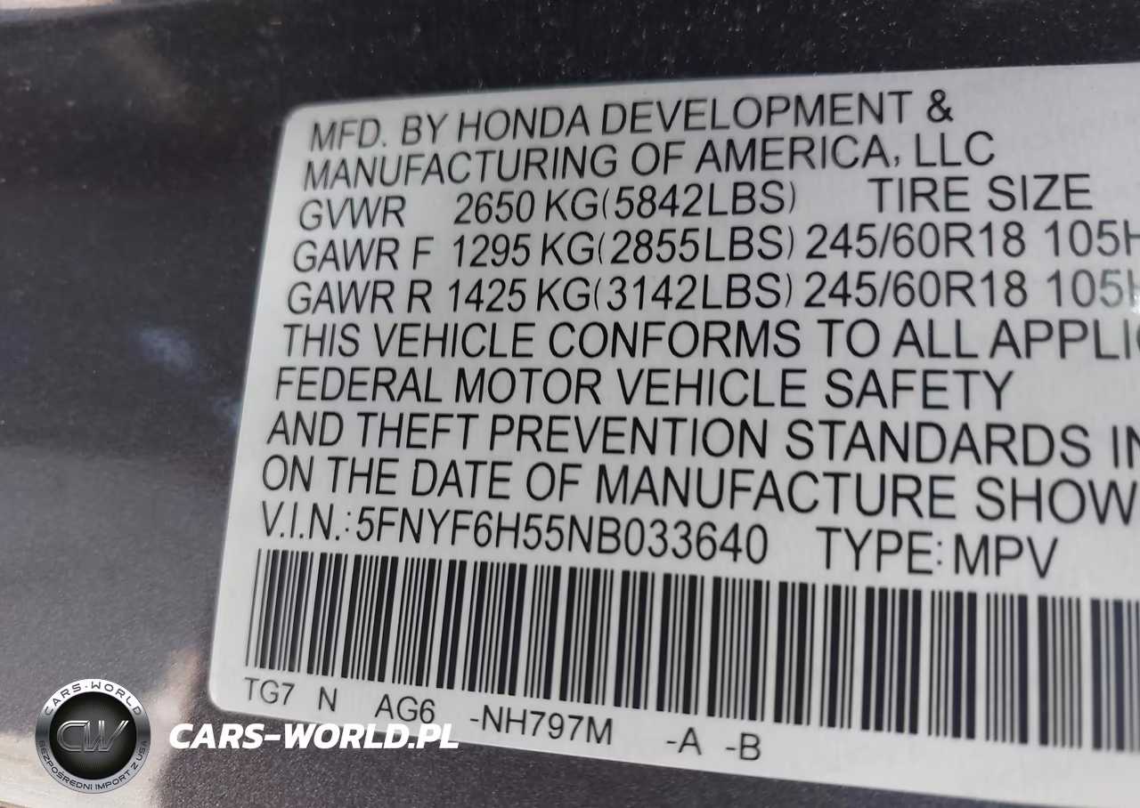 2022 Honda Pilot Awd Ex-L VIN:5FNYF6H55NB033640 - 7