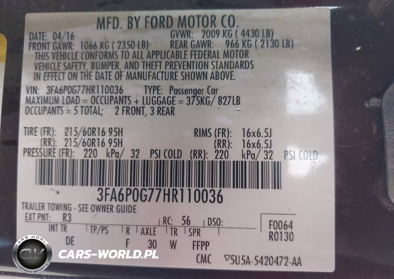 2017 Ford Fusion S VIN:3FA6P0G77HR110036 - 9