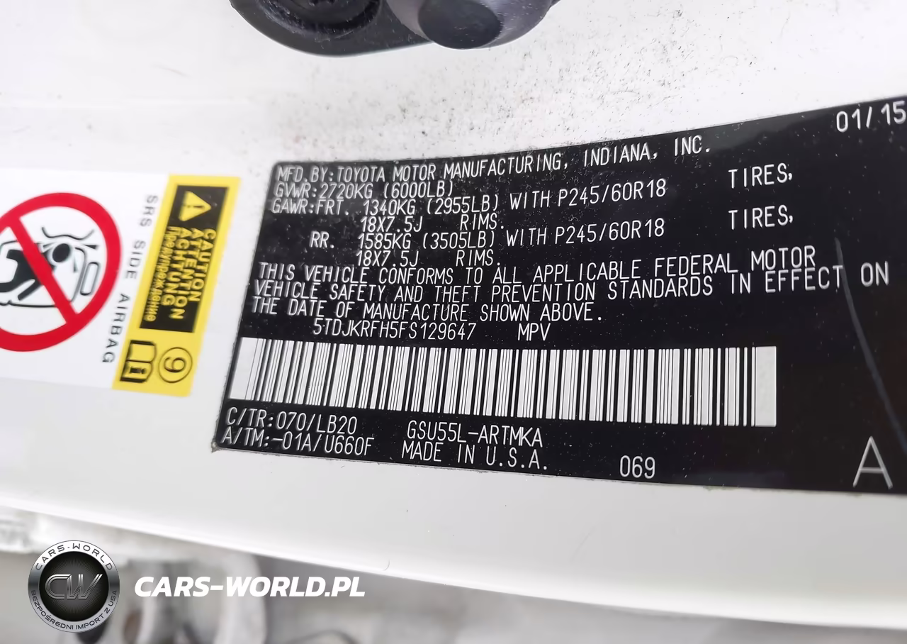 2015 Toyota Highlander Xle V6 VIN:5TDJKRFH5FS129647 - 9