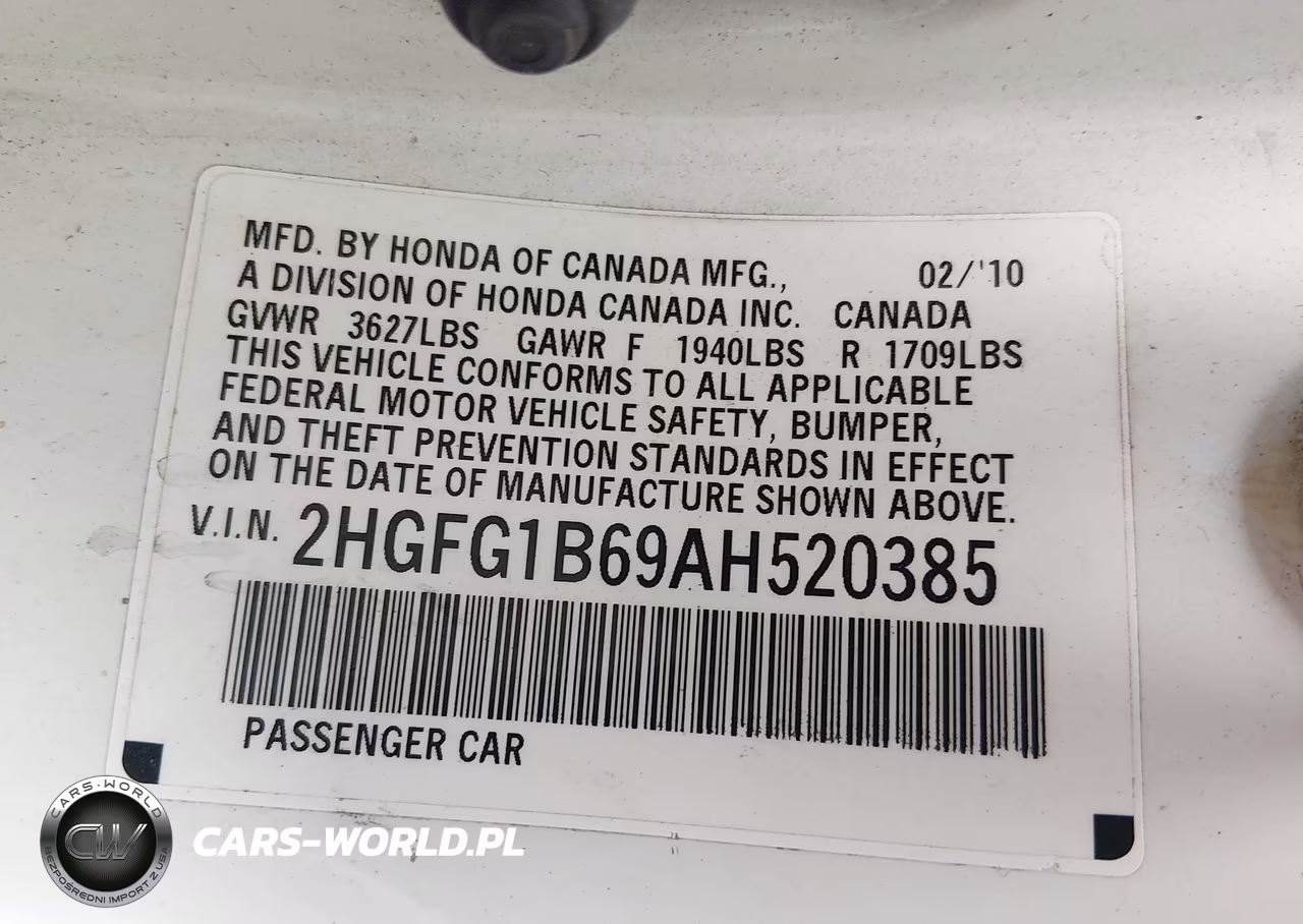 2010 Honda Civic Lx VIN:2HGFG1B69AH520385 - 9