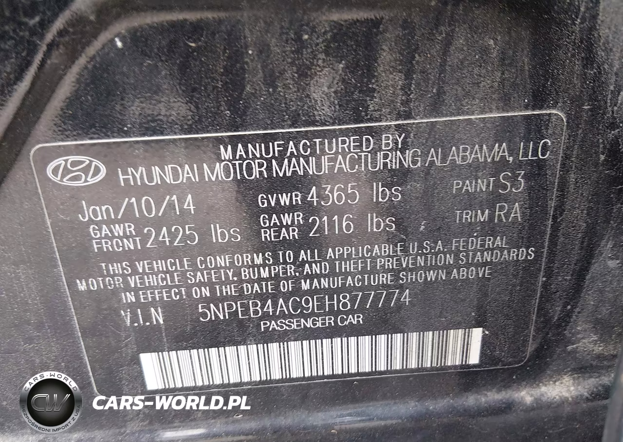 2014 Hyundai Sonata Gls VIN:5NPEB4AC9EH877774 - 9