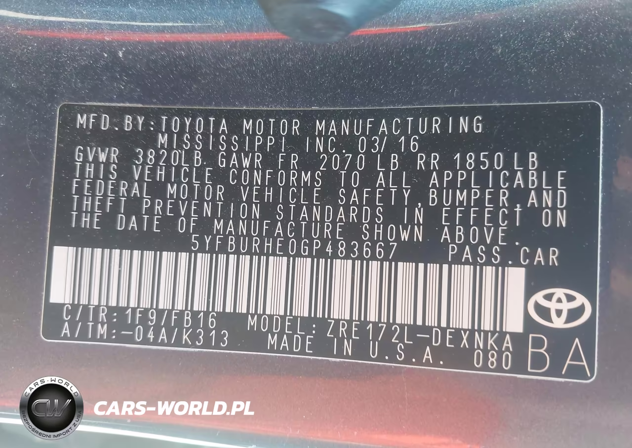 2016 Toyota Corolla Le VIN:5YFBURHE0GP483667 - 9