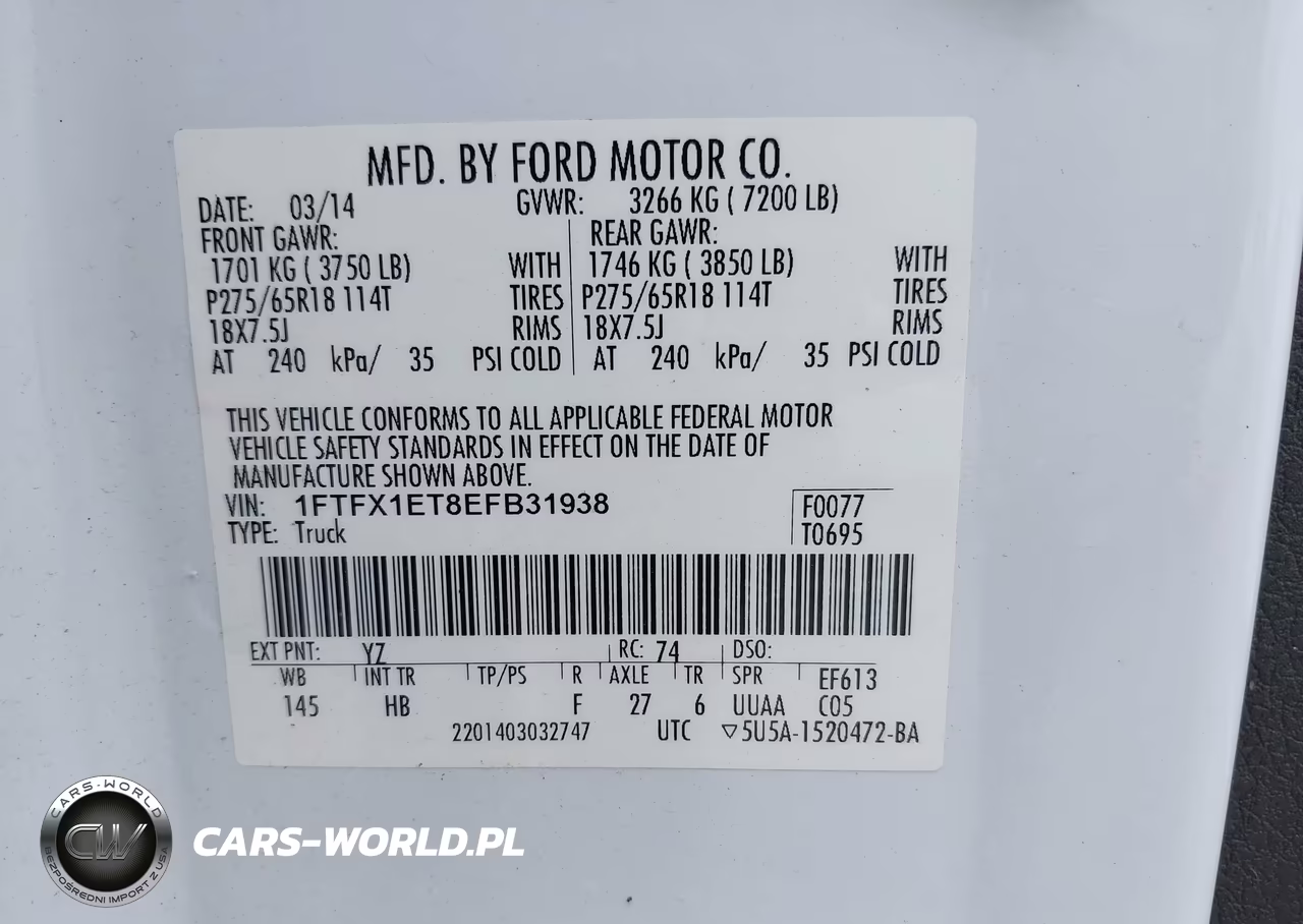 2014 Ford F-150 Lariat VIN:1FTFX1ET8EFB31938 - 9