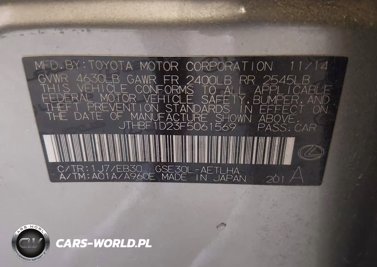 2015 Lexus Is 250 VIN:JTHBF1D23F5061569 - 9