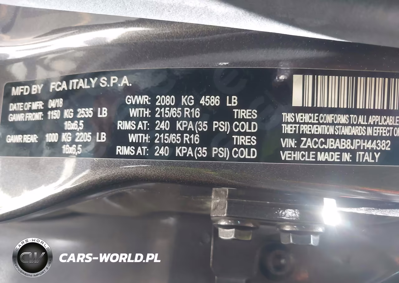 2018 Jeep Renegade Sport 4X4 VIN:ZACCJBAB8JPH44382 - 9