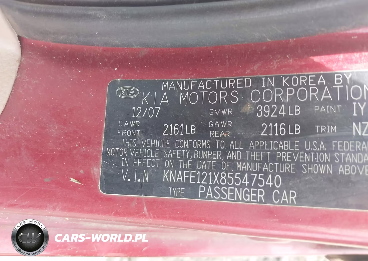 2008 Kia Spectra Ex VIN:KNAFE121X85547540 - 9