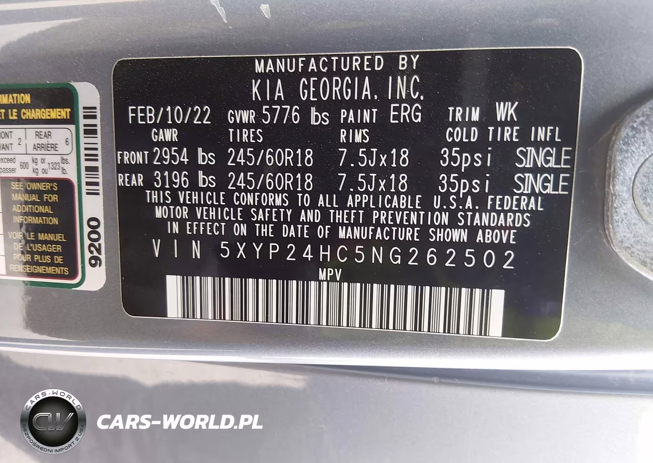2022 Kia Telluride Lx VIN:5XYP24HC5NG262502 - 9