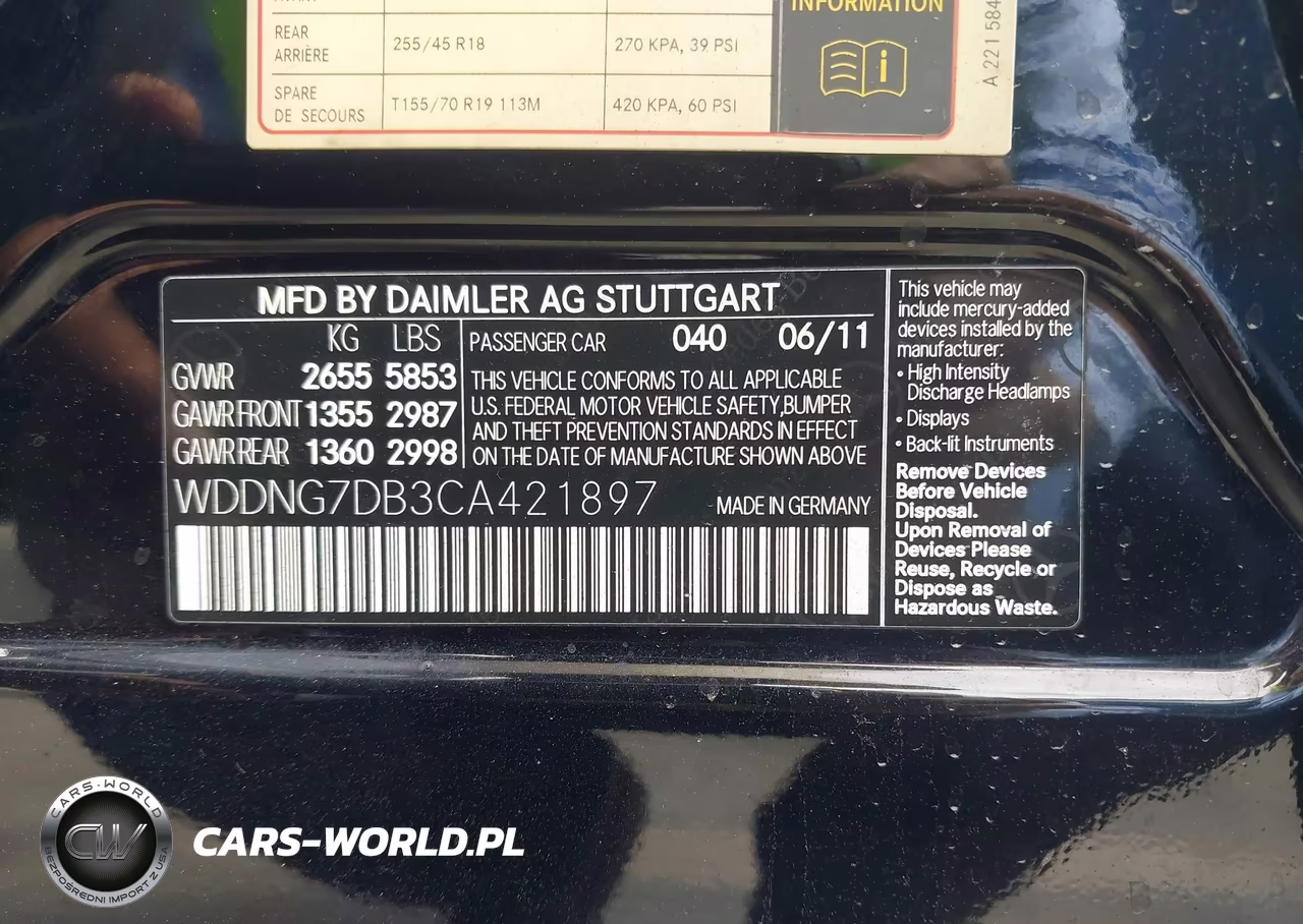 2012 Mercedes-Benz S 550 VIN:WDDNG7DB3CA421897 - 9