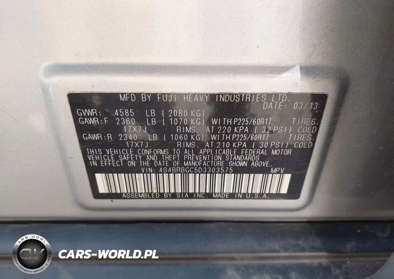 2013 Subaru Outback 2.5I Premium VIN:4S4BRBGC5D3303575 - 9