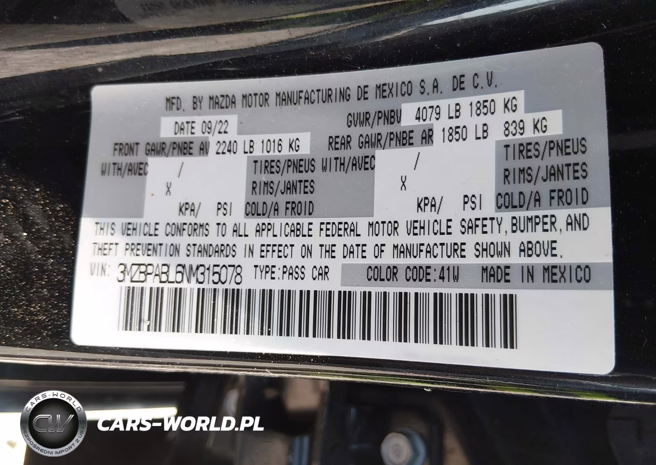 2022 Mazda Mazda3 Select VIN:3MZBPABL6NM315078 - 9