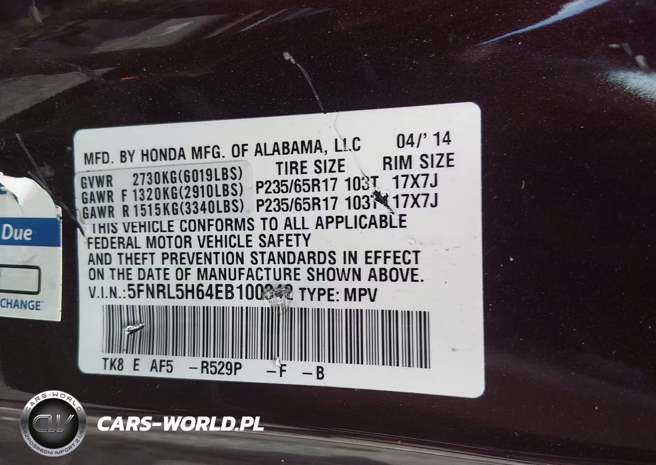 2014 Honda Odyssey Ex-L VIN:5FNRL5H64EB100342 - 9