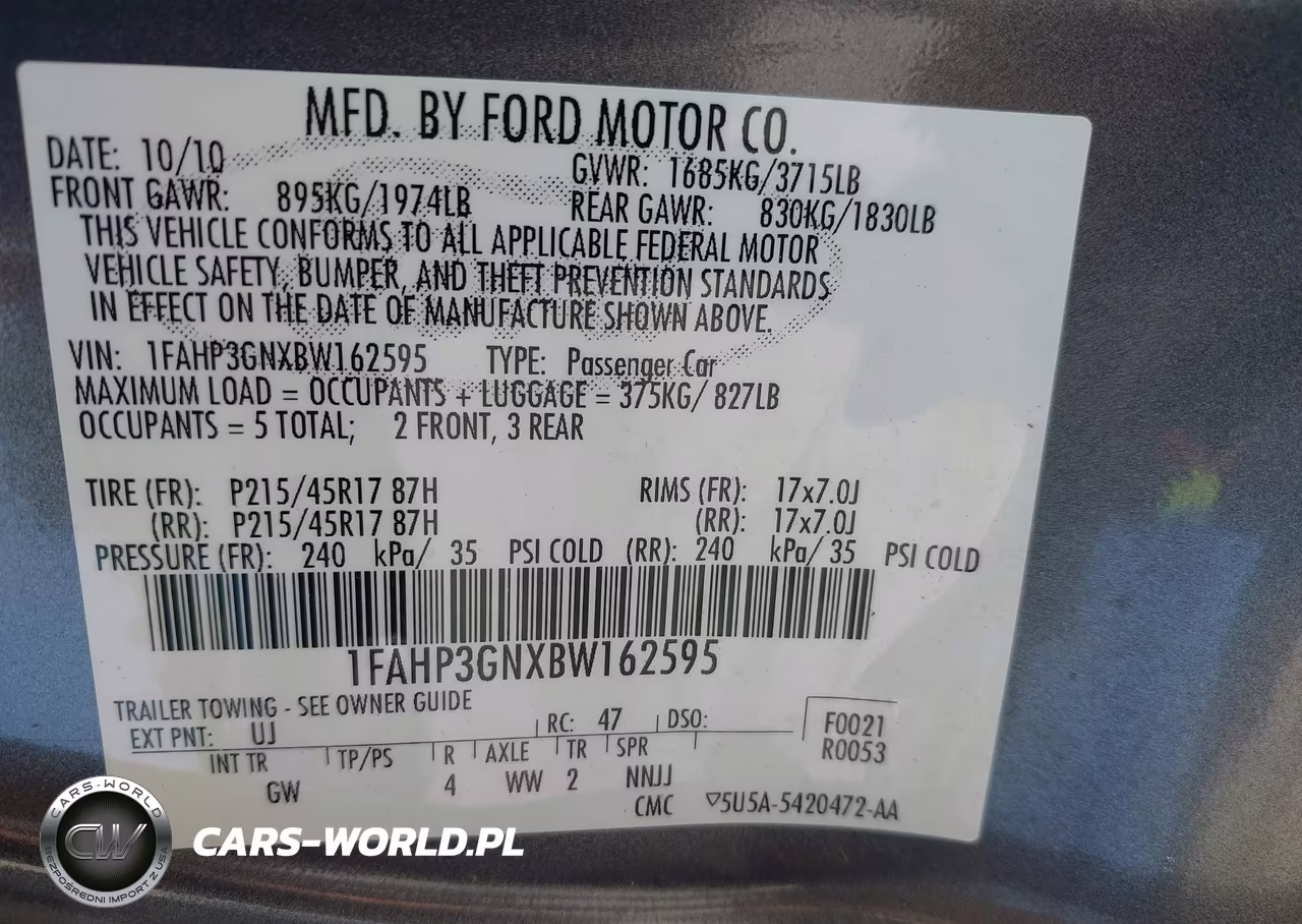 2011 Ford Focus Ses VIN:1FAHP3GNXBW162595 - 9
