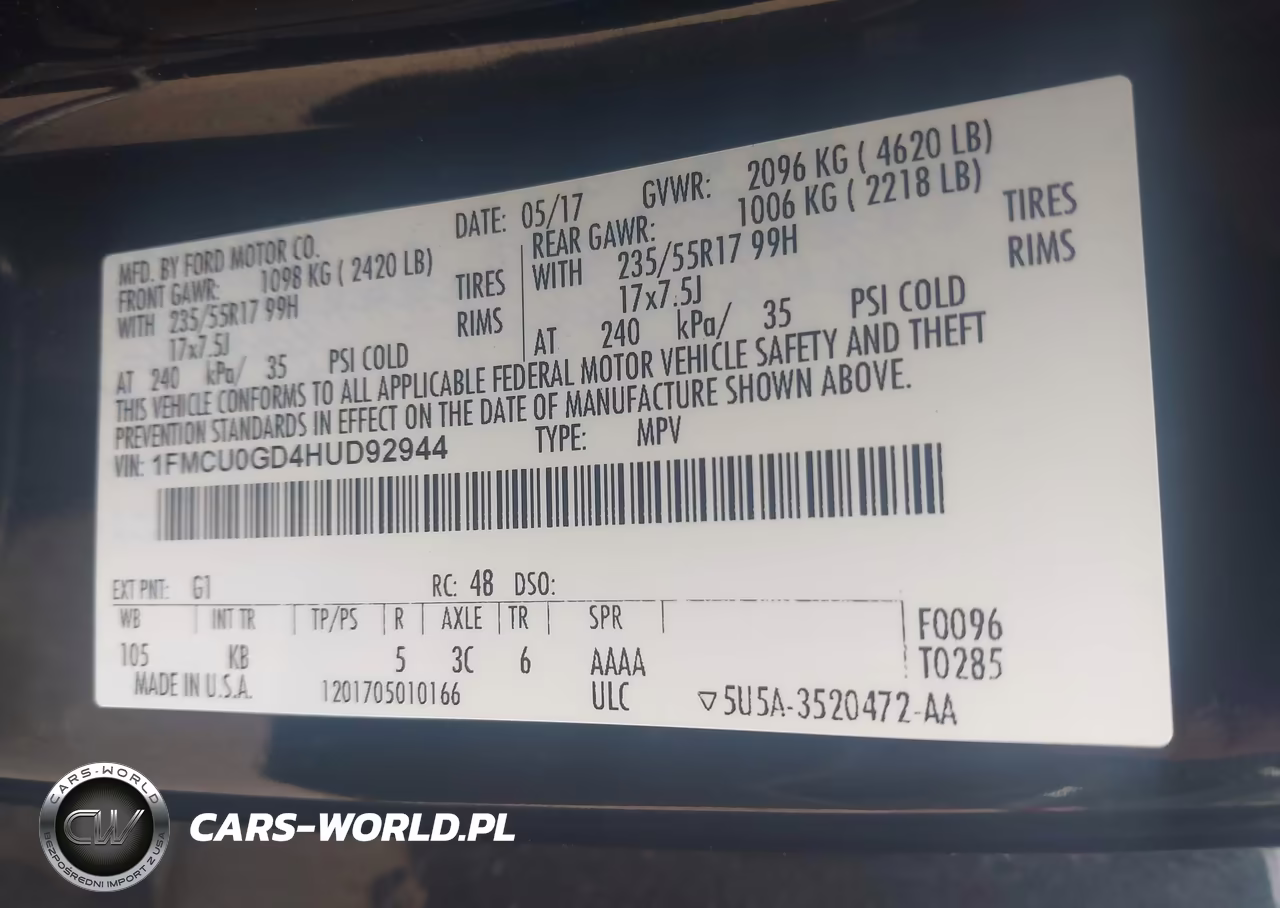 2017 Ford Escape Se VIN:1FMCU0GD4HUD92944 - 9