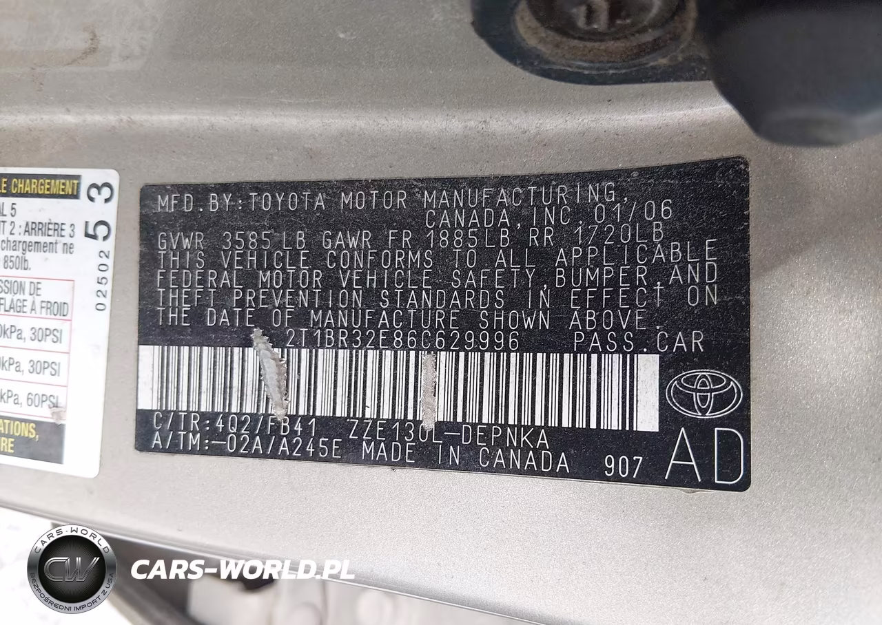2006 Toyota Corolla Ce-Le-S VIN:2T1BR32E86C629996 - 9