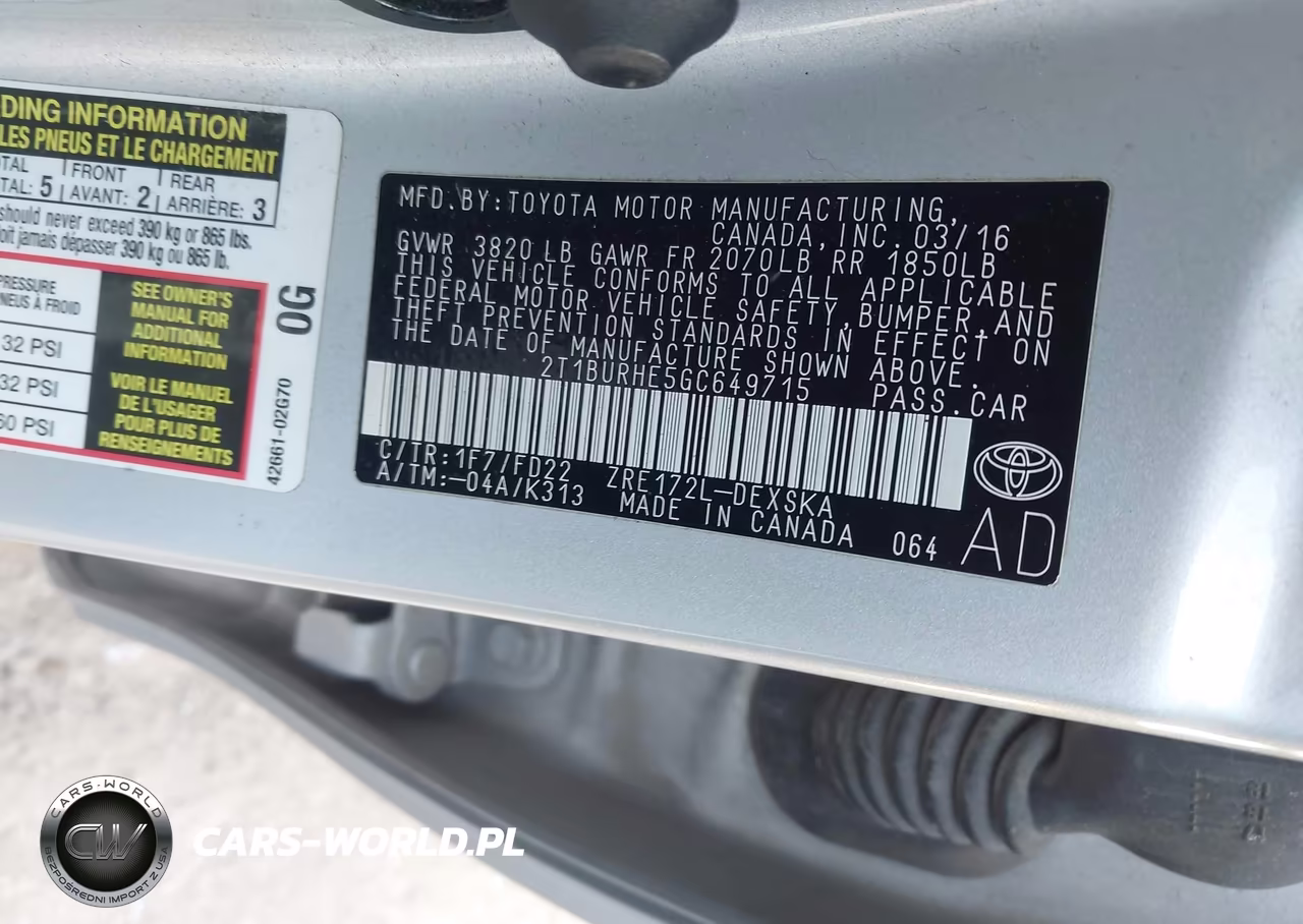 2016 Toyota Corolla S VIN:2T1BURHE5GC649715 - 9