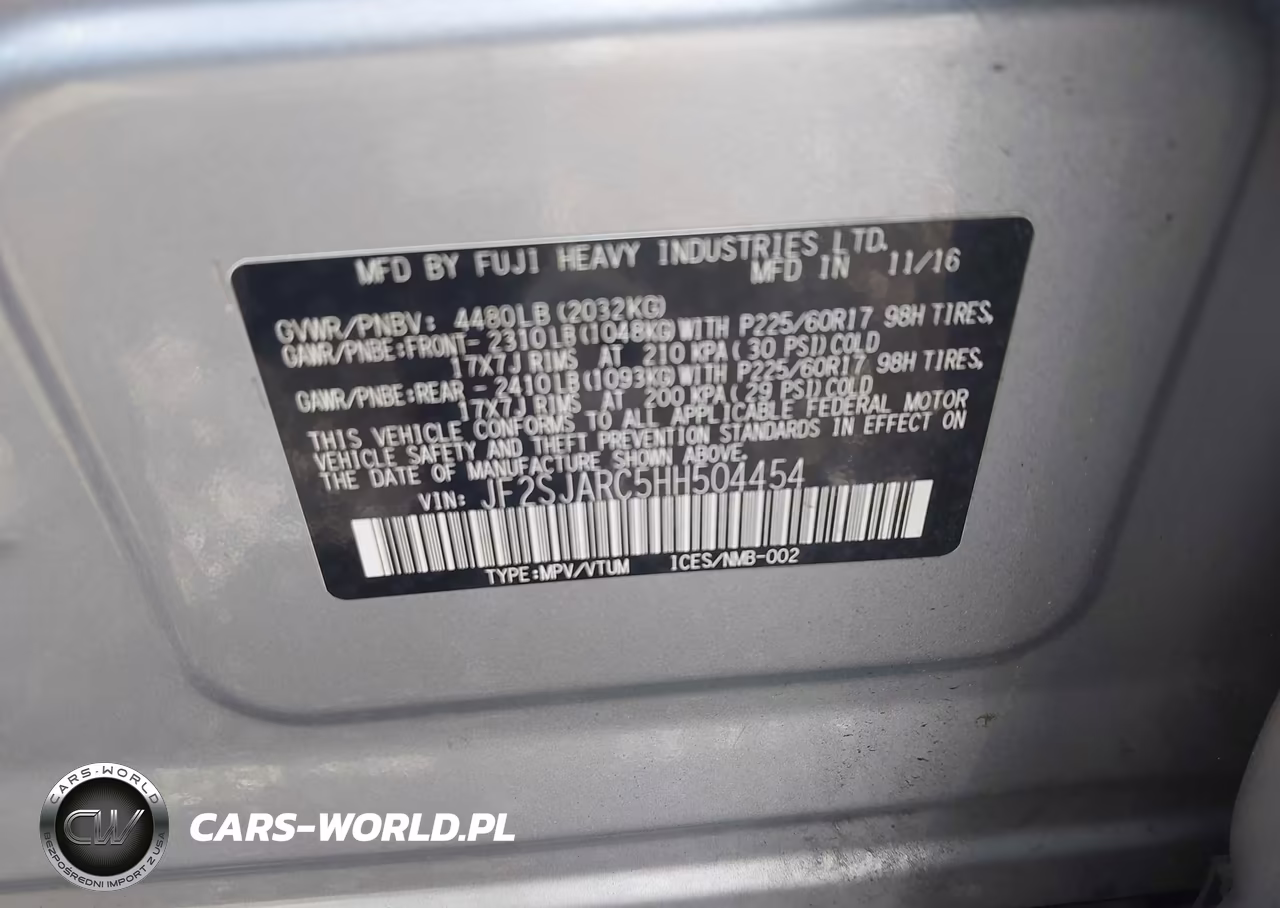 2017 Subaru Forester 2.5I Limited VIN:JF2SJARC5HH504454 - 9