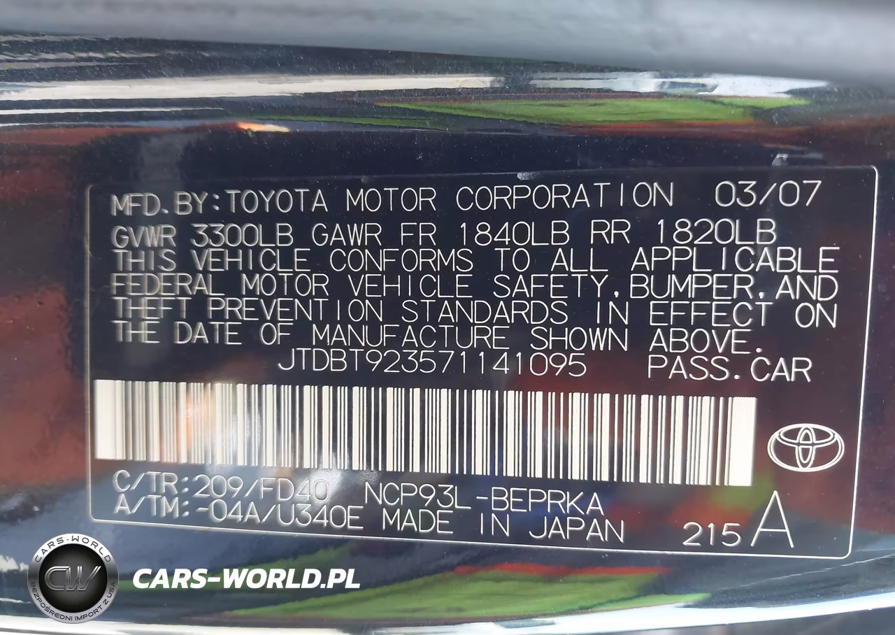 2007 Toyota Yaris VIN:JTDBT923571141095 - 9