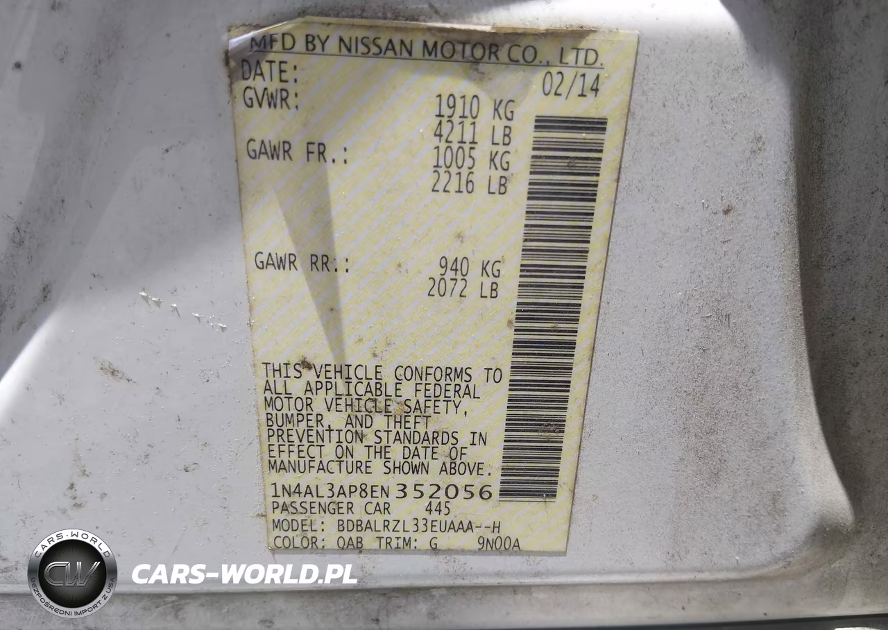 2014 Nissan Altima 2.5 S VIN:1N4AL3AP8EN352056 - 9