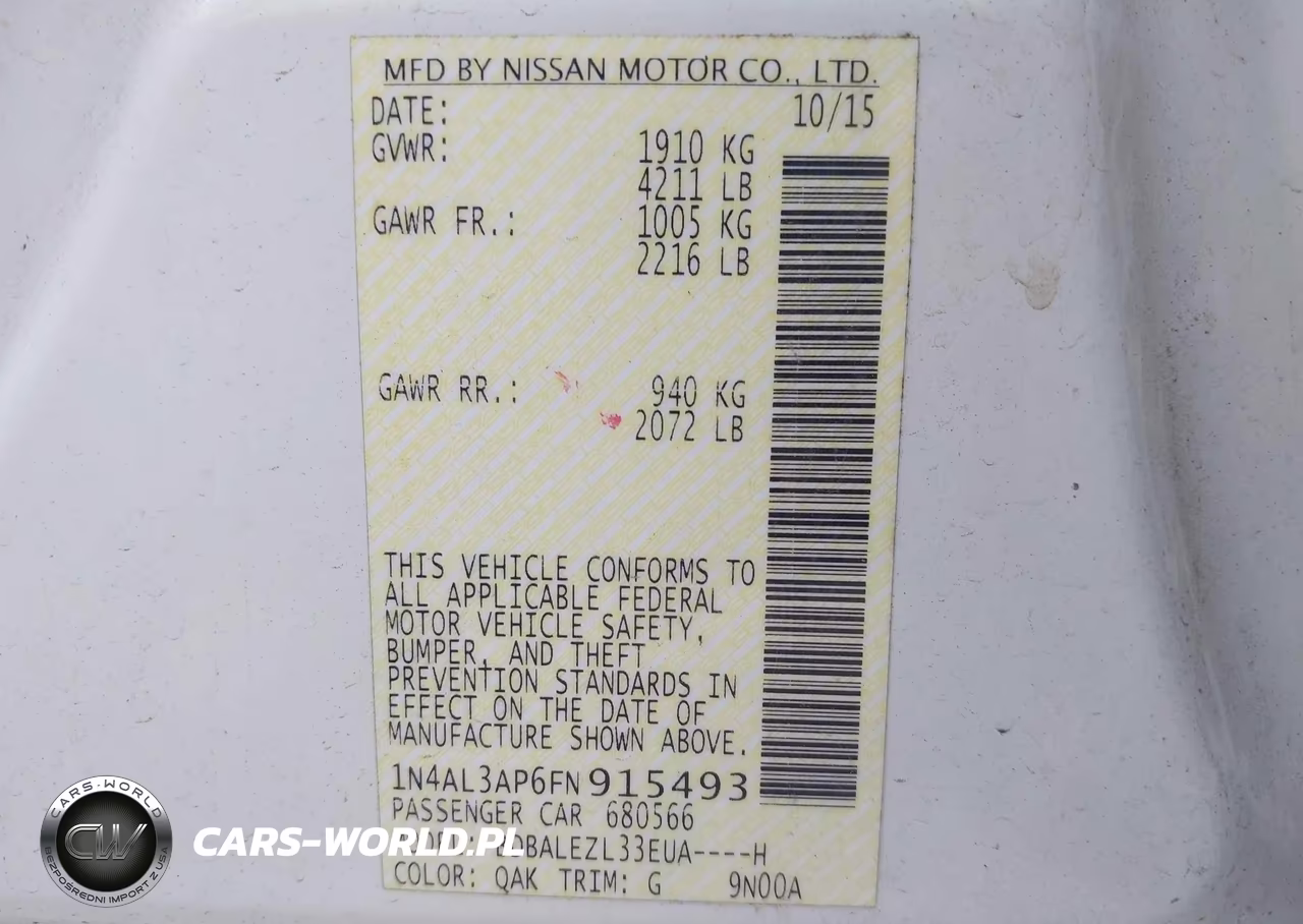 2015 Nissan Altima 2.5 S VIN:1N4AL3AP6FN915493 - 9