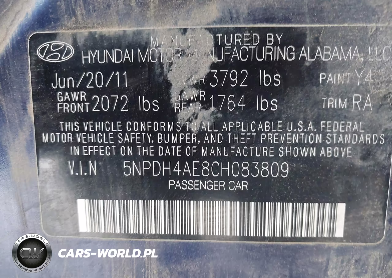 2012 Hyundai Elantra Limited VIN:5NPDH4AE8CH083809 - 9