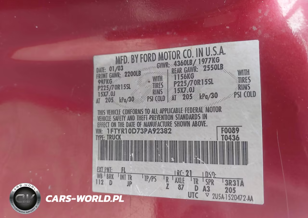 2003 Ford Ranger Xl-Xlt VIN:1FTYR10D73PA92382 - 9