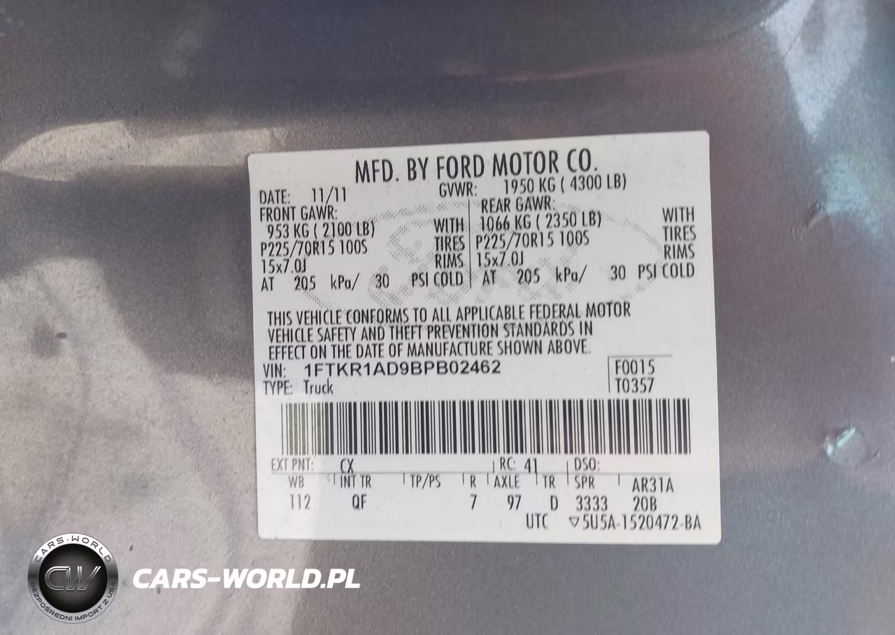 2011 Ford Ranger Xl-Xlt VIN:1FTKR1AD9BPB02462 - 9