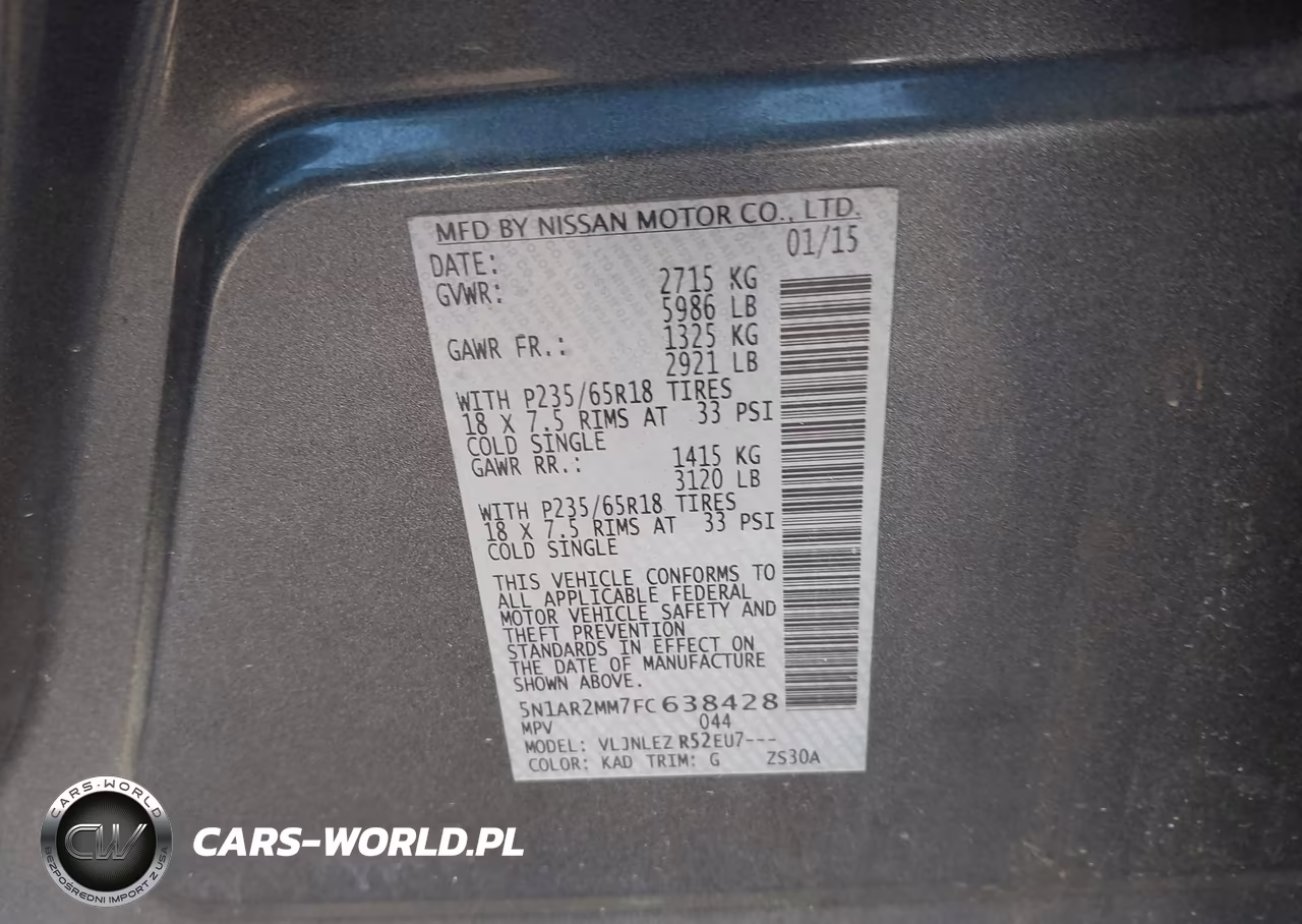 2015 Nissan Pathfinder Sv VIN:5N1AR2MM7FC638428 - 9