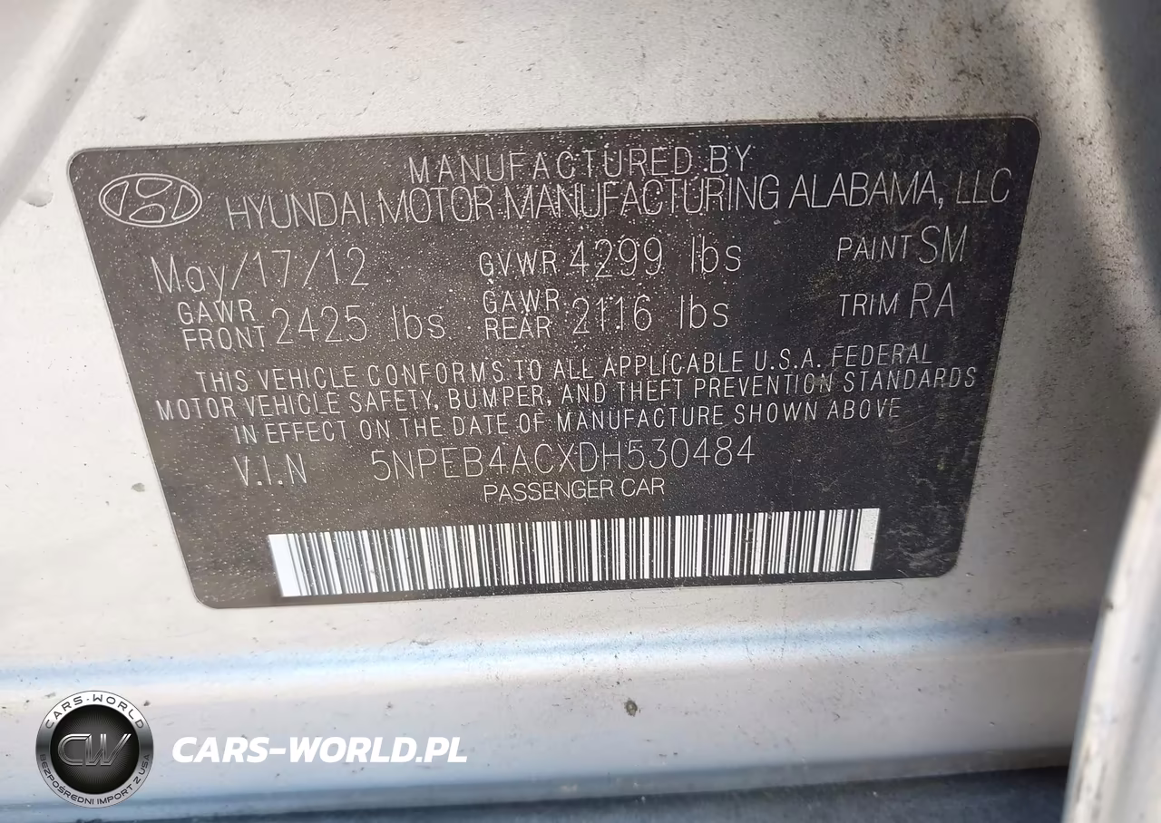2013 Hyundai Sonata Gls VIN:5NPEB4ACXDH530484 - 9