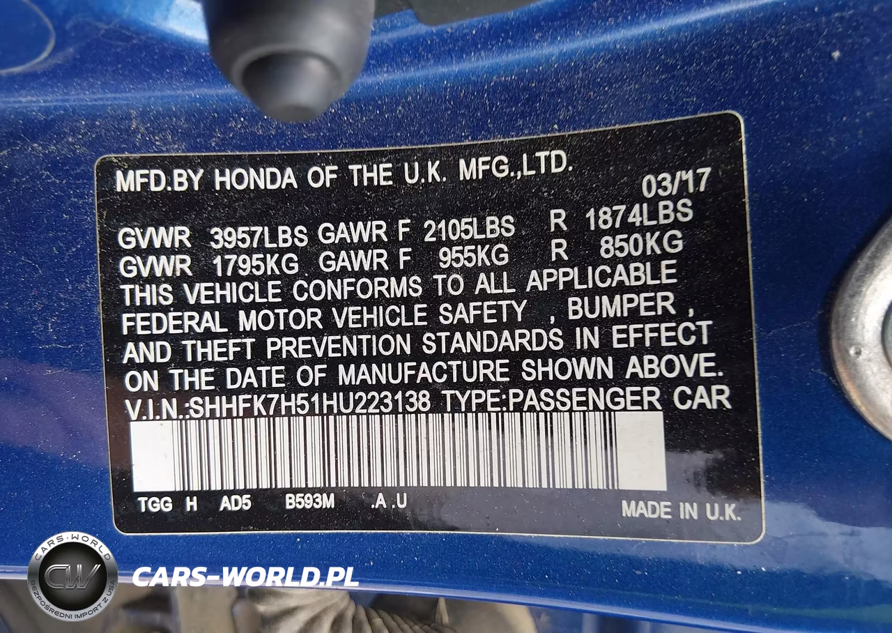 2017 Honda Civic Ex VIN:SHHFK7H51HU223138 - 9