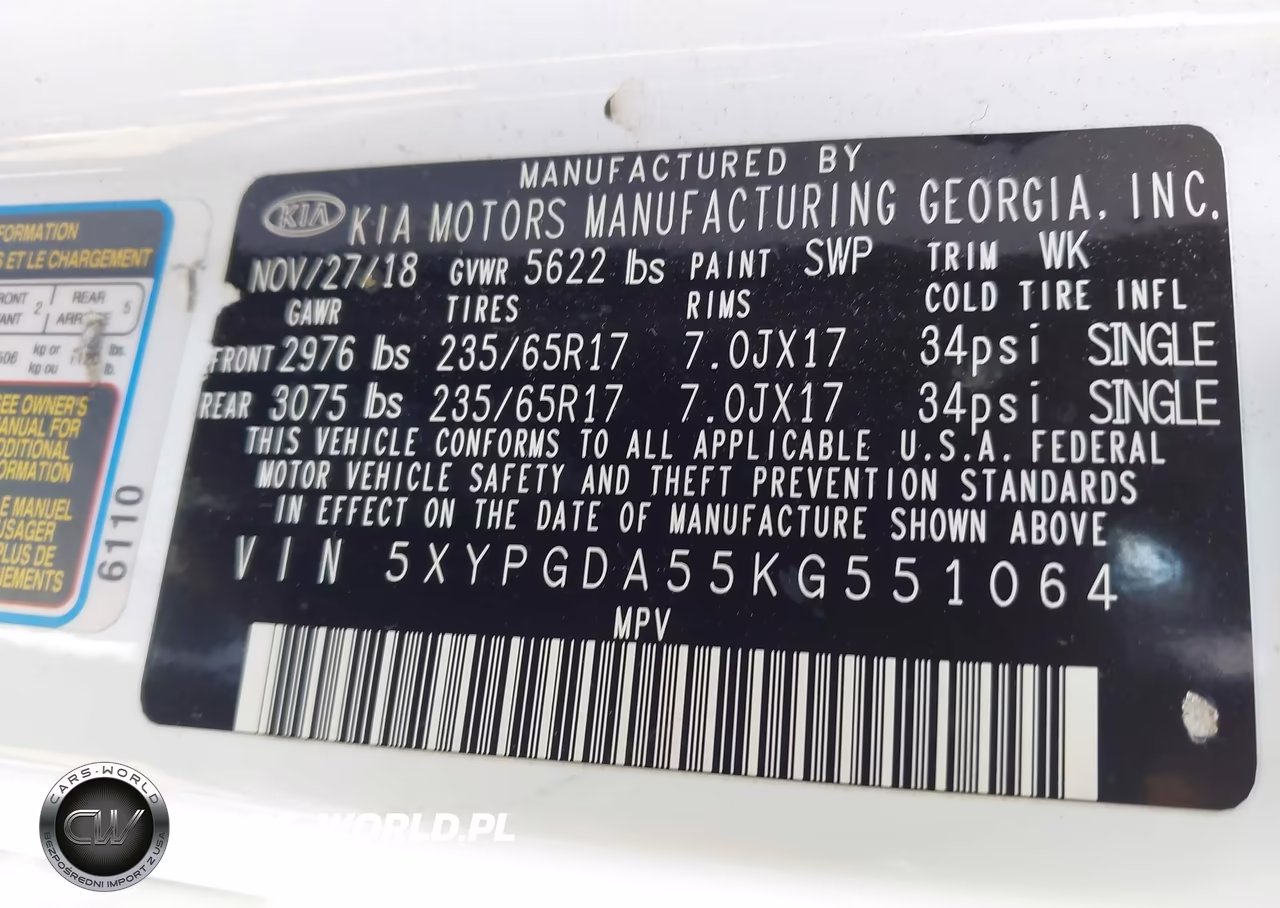 2019 Kia Sorento 3.3L Lx VIN:5XYPGDA55KG551064 - 9