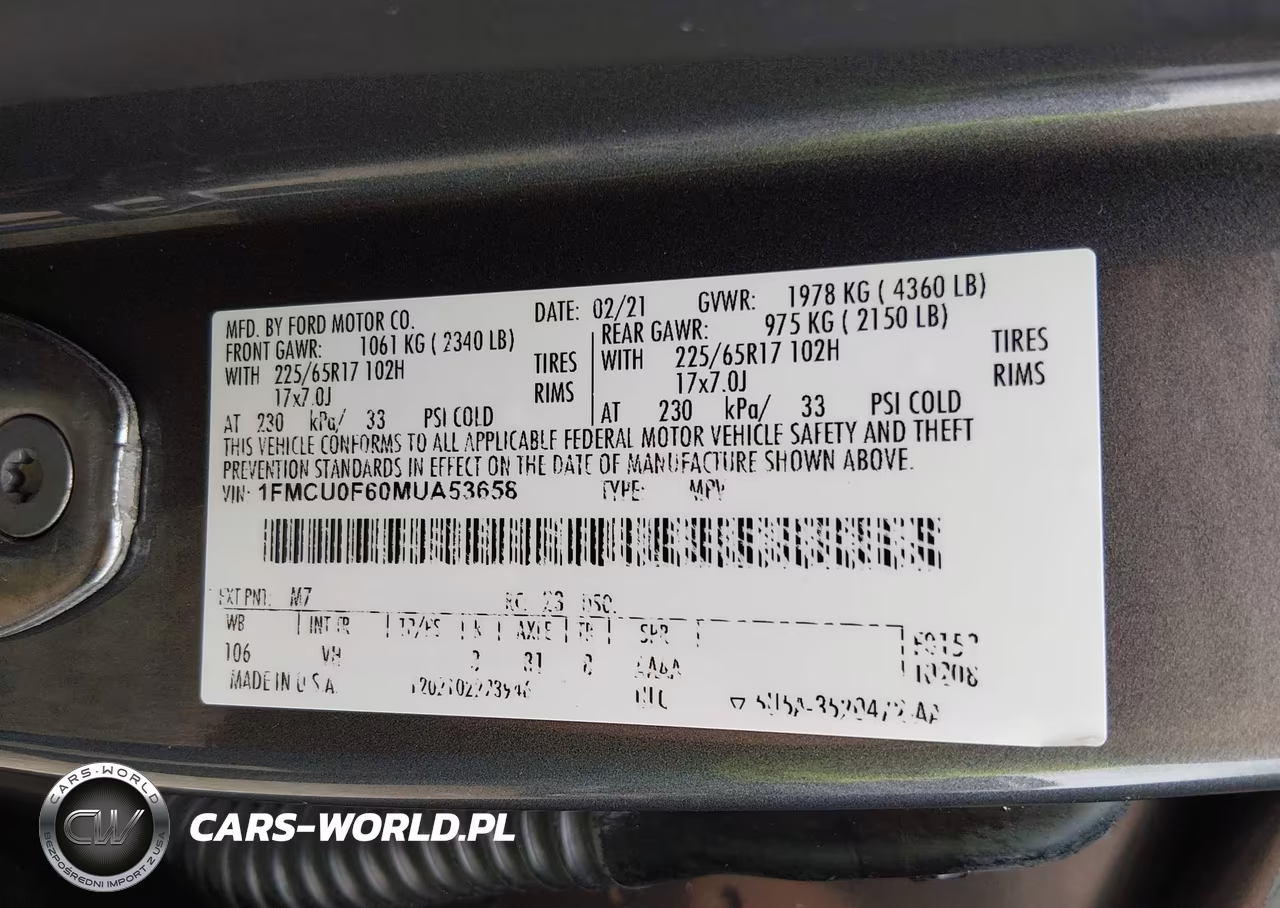 2021 Ford Escape S VIN:1FMCU0F60MUA53658 - 9