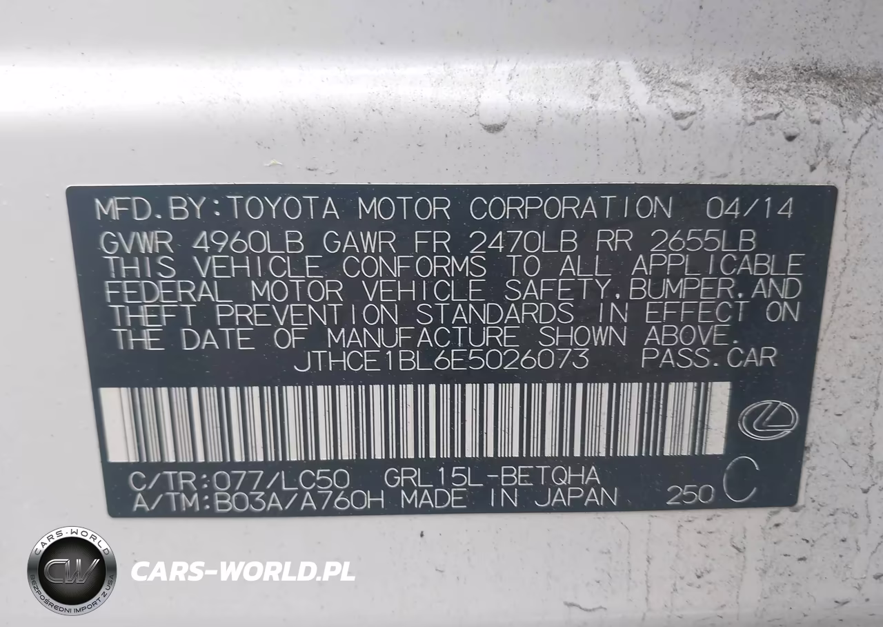 2014 Lexus Gs 350 VIN:JTHCE1BL6E5026073 - 9