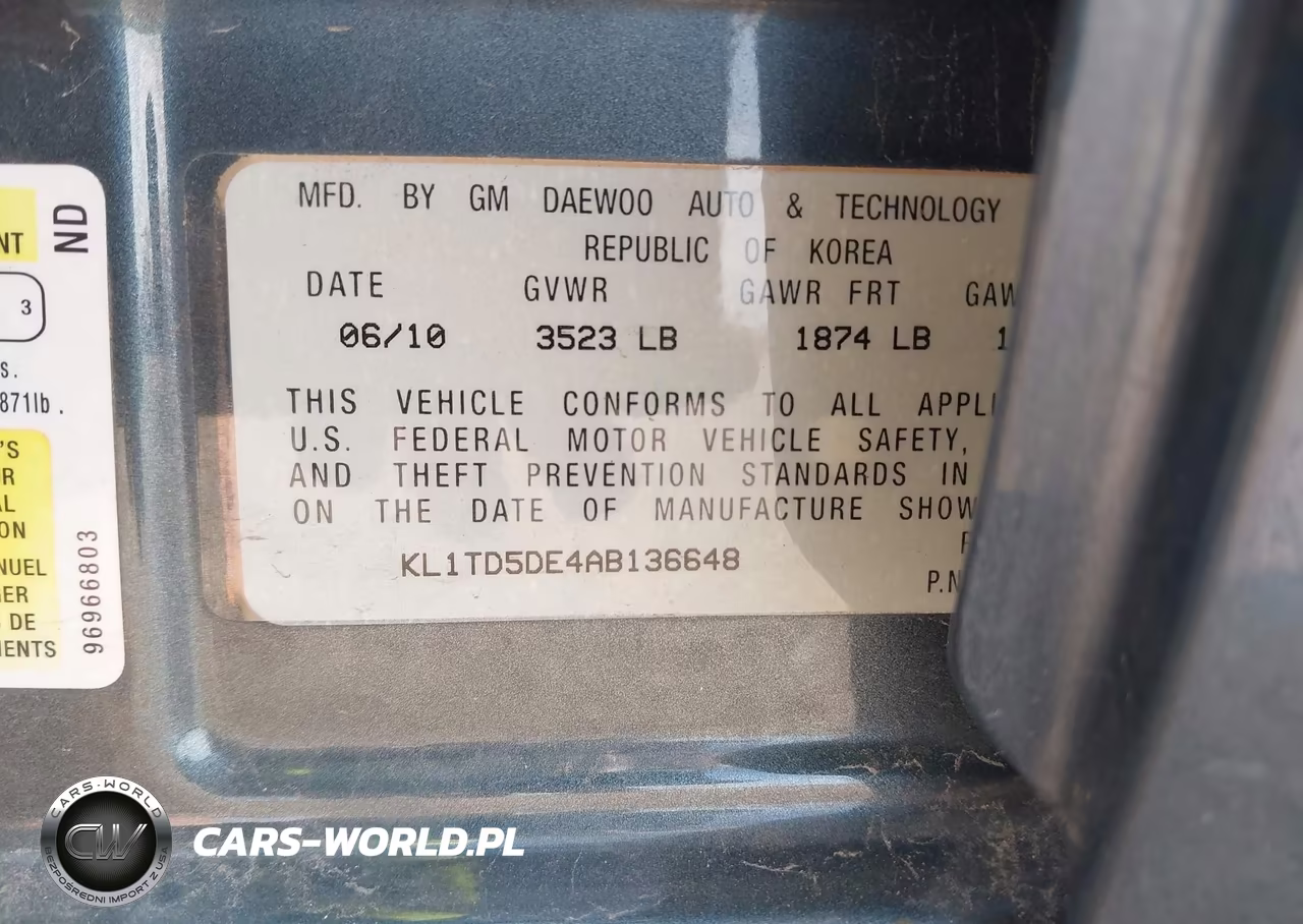 2010 Chevrolet Aveo Lt VIN:KL1TD5DE4AB136648 - 9