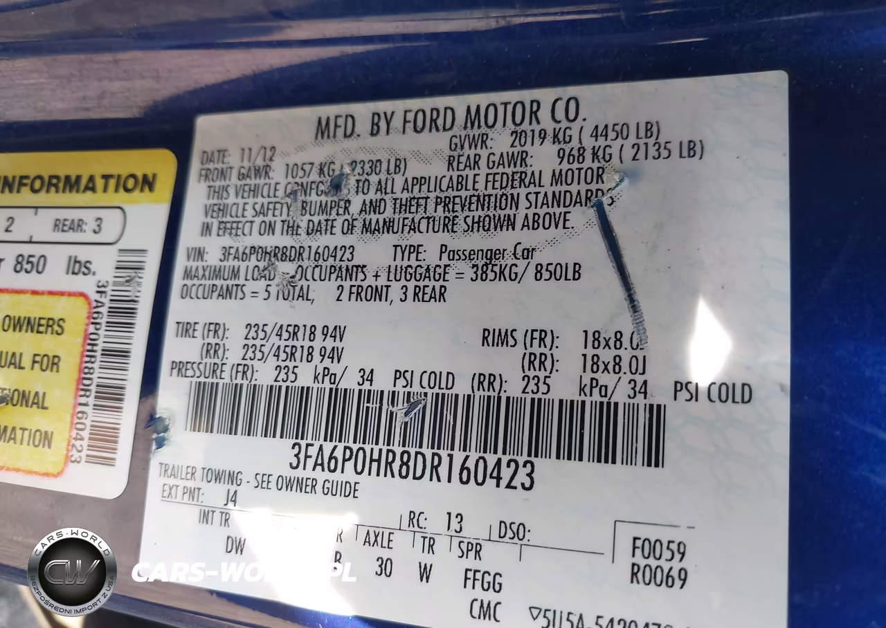 2013 Ford Fusion Se VIN:3FA6P0HR8DR160423 - 9