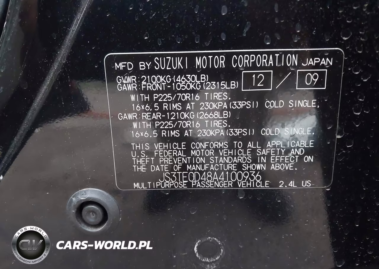 2010 Suzuki Grand Vitara Xsport VIN:JS3TE0D48A4100936 - 9
