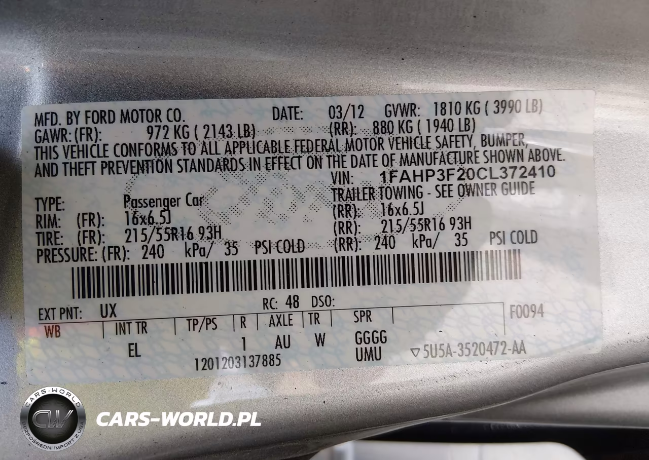 2012 Ford Focus Se VIN:1FAHP3F20CL372410 - 9