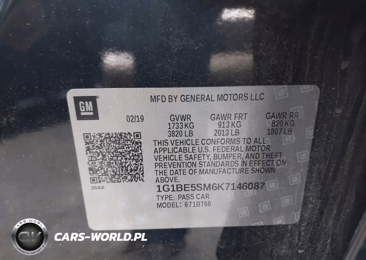 2019 Chevrolet Cruze Lt VIN:1G1BE5SM6K7146087 - 9