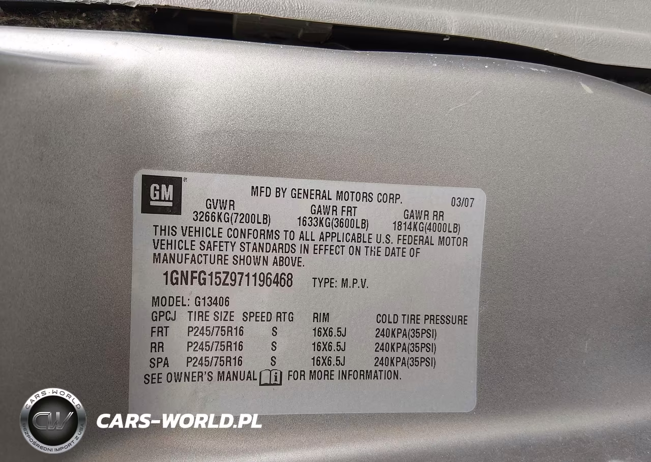 2007 Chevrolet Express Passenger Ls VIN:1GNFG15Z971196468 - 9