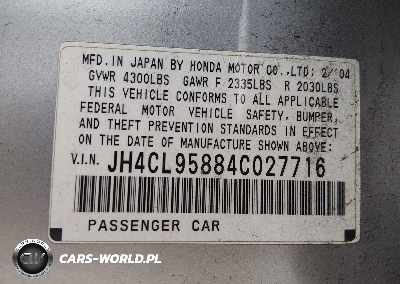 2004 Acura Tsx VIN:JH4CL95884C027716 - 9