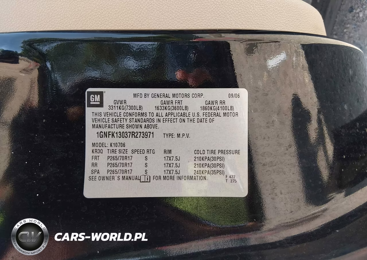 2007 Chevrolet Tahoe Lt VIN:1GNFK13037R273971 - 9