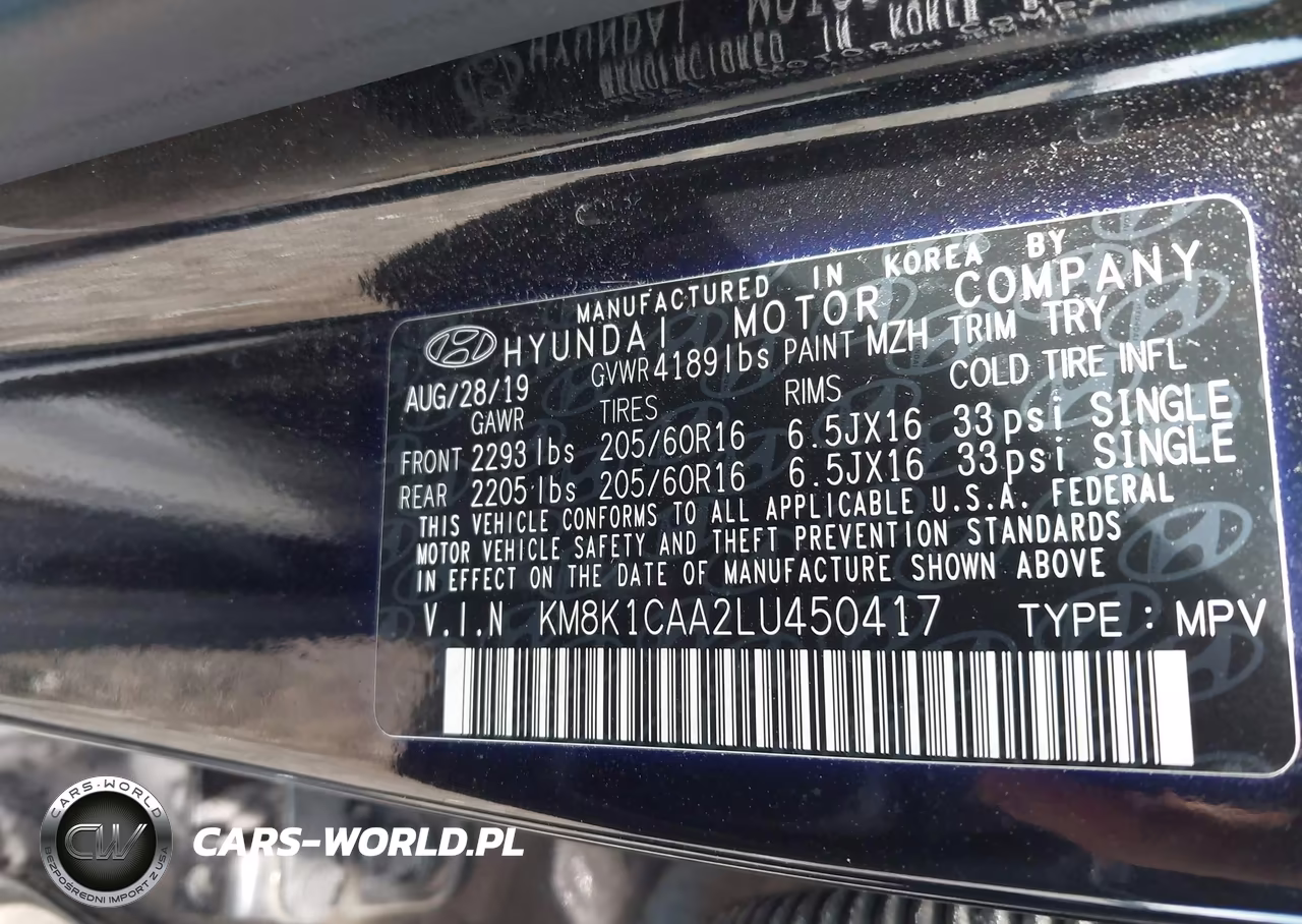 2020 Hyundai Kona Se VIN:KM8K1CAA2LU450417 - 9