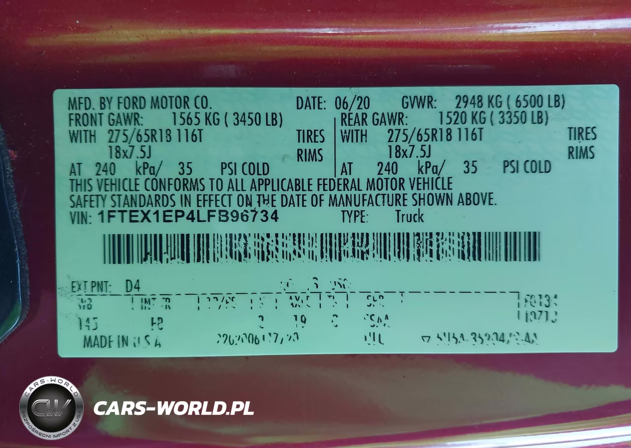 2020 Ford F-150 Xlt VIN:1FTEX1EP4LFB96734 - 9